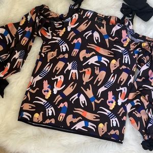 Anthropologie Tie top/sleeves blouse